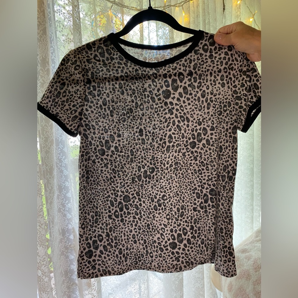 Mudd y2k leopard print baby tee.